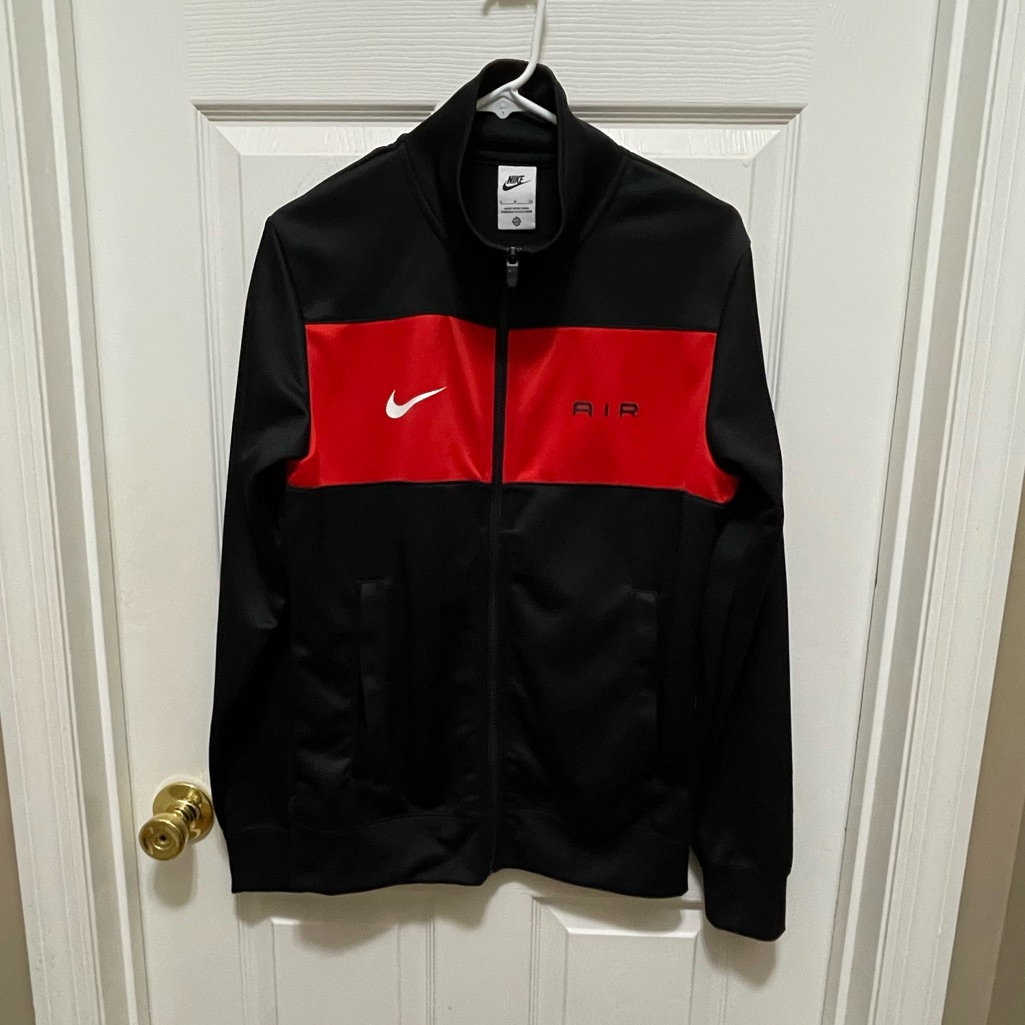 Nike Air Mens Woven Track Jacket In Black And University Red Size Small